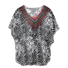 Sexy V-neck Digital Printed Leopard Batwing Chiffon Tops Beach Cover Women Blouses 1STL ELY