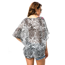 Sexy V-neck Digital Printed Leopard Batwing Chiffon Tops Beach Cover Women Blouses 1STL ELY