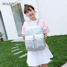 Shinny Leather Backpacks Feel Women Bag PU School Bags for Teenage Girls Casual Bright Color Satchel Backpack Mochila ELY