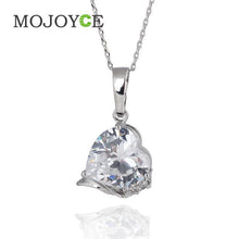 Silver Love Heart Shape Crystal Zircon Woman Jewelry Pendant Chain Necklace 1STL ELY