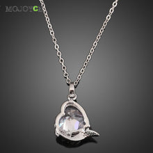Silver Love Heart Shape Crystal Zircon Woman Jewelry Pendant Chain Necklace 1STL ELY