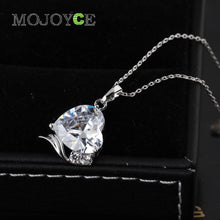 Silver Love Heart Shape Crystal Zircon Woman Jewelry Pendant Chain Necklace 1STL ELY