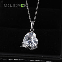 Silver Love Heart Shape Crystal Zircon Woman Jewelry Pendant Chain Necklace 1STL ELY