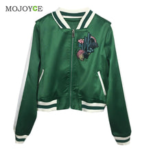 Slim Autunm Embroidered Baseball Jacket Women Short Zip Outerwear Women Embroidered Coats Baseball Coat Trendy Bomber Jacket ELY