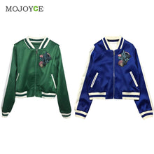 Slim Autunm Embroidered Baseball Jacket Women Short Zip Outerwear Women Embroidered Coats Baseball Coat Trendy Bomber Jacket ELY