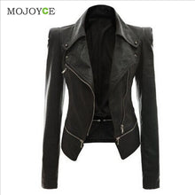 Slim Biker Motorcycle Women Leather Jacket Coats PU Soft Faux Leather Jacket Women Zipper Black Biker Jacket Jaqueta Feminina ELY