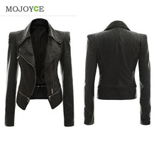 Slim Biker Motorcycle Women Leather Jacket Coats PU Soft Faux Leather Jacket Women Zipper Black Biker Jacket Jaqueta Feminina ELY