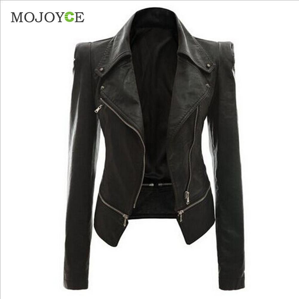 Slim Biker Motorcycle Women Leather Jacket Coats PU Soft Faux Leather Jacket Women Zipper Black Biker Jacket Jaqueta Feminina ELY