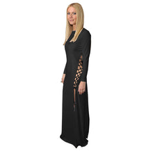 Slit Lace Up Cross Cut Open Back Maxi Dress Party Long Dress Fall Sexy Dress 1STL ELY
