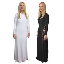 Slit Lace Up Cross Cut Open Back Maxi Dress Party Long Dress Fall Sexy Dress 1STL ELY