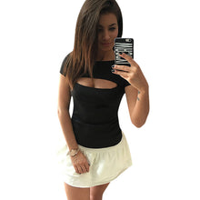 Solid Color Women T shirt Camiseta Feminina O-neck Hollow T shirt Short Sleeve Tee Tops Crop Tops Blusa Woman Clothes ELY