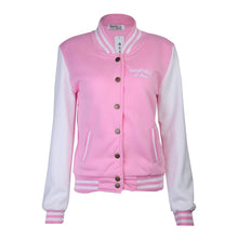 Splice Sleeves Stand Collar Uniform Couples Varsity Baseball Jacket Women Snap-Button Navy Blue Pink Jacket College Jacket Coat ELY