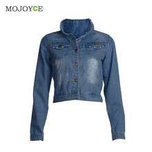 Short Denim Jacket Women Slim Long Sleeve Coat Jean Jacket 1STL ELY