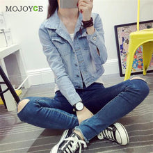 Short Denim Jacket Women Slim Long Sleeve Coat Jean Jacket 1STL ELY
