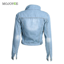 Short Denim Jacket Women Slim Long Sleeve Coat Jean Jacket 1STL ELY