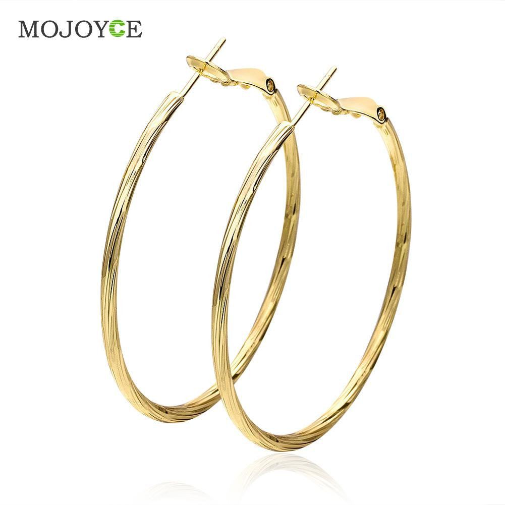 Sterling Silver Women Hoop Earrings Nickle 18K Gold Plated Earrings 1STL ELY