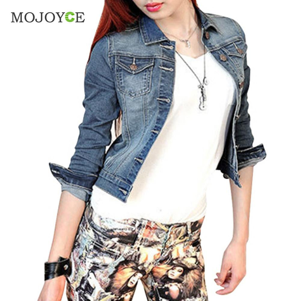 Street Style Women Basic Coats Bomber Jacket Long Sleeve Coat Slim Denim Jacket Casual Short Jean Jacket Women Outerwear ELY