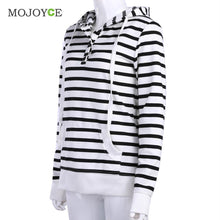 Stripe Long Sleeve Hoodies Women Sweatshirt Women Casual Hooded Coat Pullover M L XL Women Hoodies Sweatshirts ELY