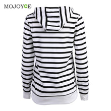 Stripe Long Sleeve Hoodies Women Sweatshirt Women Casual Hooded Coat Pullover M L XL Women Hoodies Sweatshirts ELY