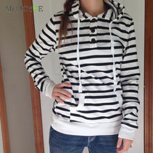 Stripe Long Sleeve Hoodies Women Sweatshirt Women Casual Hooded Coat Pullover M L XL Women Hoodies Sweatshirts ELY