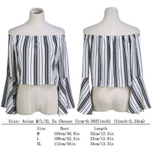 Striped Women Blouses Off Shoulder Blusas Women Tops Lesiure Shirt Women Flare Sleeve Blusas y Camisas Mujer Camisa Feminina ELY