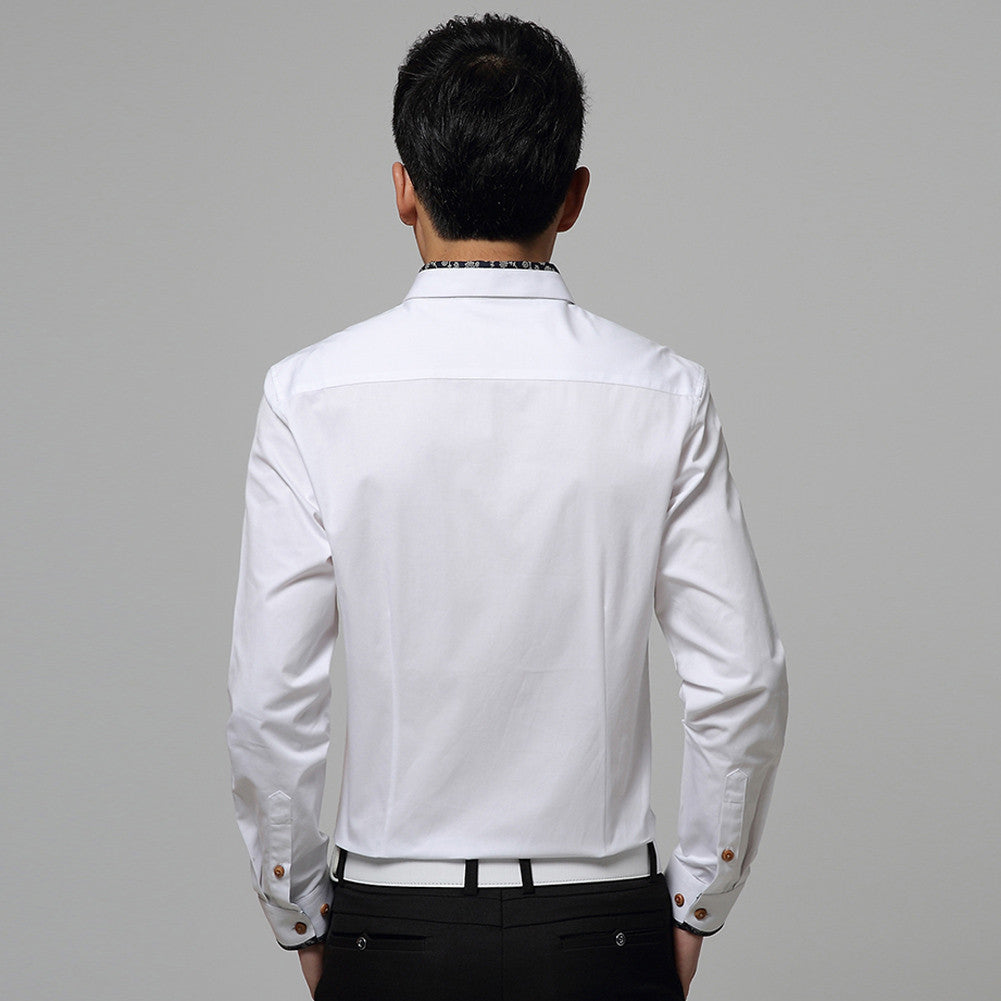 Stylish Men's Long Sleeve Dress Business Formal Shirts Slim Fit Tops T –  easylife1