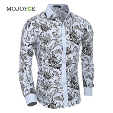 Stylish Men's Long Sleeve Flower Shirts Casual Dress Shirt Blouse Business Dress Shirt Slim Fit Work Wear ELY