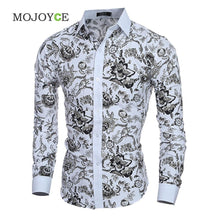 Stylish Men's Long Sleeve Flower Shirts Casual Dress Shirt Blouse Business Dress Shirt Slim Fit Work Wear ELY