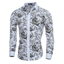 Stylish Men's Long Sleeve Flower Shirts Casual Dress Shirt Blouse Business Dress Shirt Slim Fit Work Wear ELY