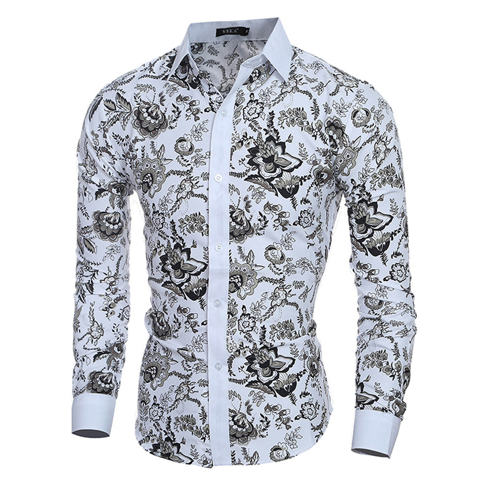 Stylish Men's Long Sleeve Flower Shirts Casual Dress Shirt Blouse Busi easylife1 Stylish Men's Long Sleeve Flower Shirts Casual Dress Shirt Blouse Busi easylife1