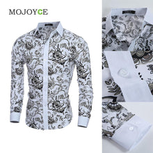 Stylish Men's Long Sleeve Flower Shirts Casual Dress Shirt Blouse Business Dress Shirt Slim Fit Work Wear ELY