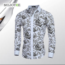 Stylish Men's Long Sleeve Flower Shirts Casual Dress Shirt Blouse Business Dress Shirt Slim Fit Work Wear ELY