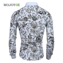 Stylish Men's Long Sleeve Flower Shirts Casual Dress Shirt Blouse Business Dress Shirt Slim Fit Work Wear ELY