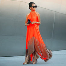 Dress Elegant Party Beach Dress Solid Long Dresses Loose Sleeveless Round Neck Chiffon Vestidos Women Dress ELY