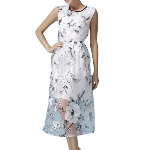 Dress in Organza Clothing Dress Fairy Printing Temperament Sleeveless Dresses 1STL ELY