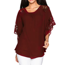 Elegant Lace Blouse Shirt Loose Batwing Sleeve Women Tops Short Sleeves Blouse V Neck Lace Crochet Blusas Mujer ELY