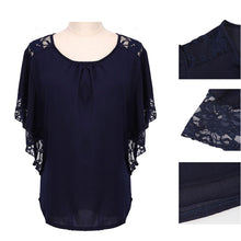 Elegant Lace Blouse Shirt Loose Batwing Sleeve Women Tops Short Sleeves Blouse V Neck Lace Crochet Blusas Mujer ELY