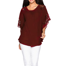 Elegant Lace Blouse Shirt Loose Batwing Sleeve Women Tops Short Sleeves Blouse V Neck Lace Crochet Blusas Mujer ELY
