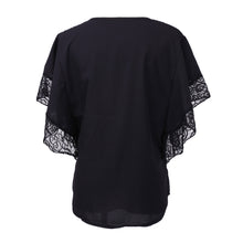 Elegant Lace Blouse Shirt Loose Batwing Sleeve Women Tops Short Sleeves Blouse V Neck Lace Crochet Blusas Mujer ELY