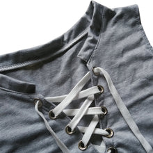 V-Neck Sleeveless Strap in the Chest T-Shirt Pure Gray Color T-Shirt Leisure Ladies Casual Clothing 1STL ELY