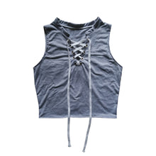 V-Neck Sleeveless Strap in the Chest T-Shirt Pure Gray Color T-Shirt Leisure Ladies Casual Clothing 1STL ELY