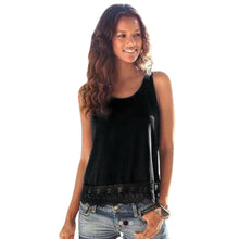 Women Lace Tops Sleeveless Casual T-shirt Vest Crop Tops Camis Black Blue Purple ELY