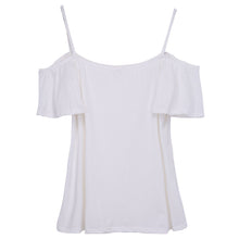 Spaghetti Strap Women Shirts Crop Top Off Shoulder Tops Camisa Femme Loose Casual Camisas Mujer Blouses cropped feminino ELY