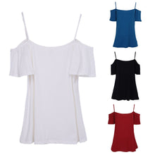 Spaghetti Strap Women Shirts Crop Top Off Shoulder Tops Camisa Femme Loose Casual Camisas Mujer Blouses cropped feminino ELY