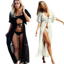 Style Lace Dress Chiffon Long Women Beach Dress Short Sleeve Beach Cover up 2 Colors 1STL ELY