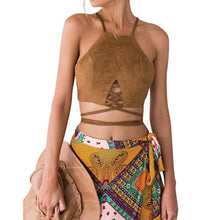 Vintage Brown Faux Leather Suede Cropped Tank Top Slim Camis Tops Party Crop Top Vest Blouse Bodycon Bandage Crop Cami ELY