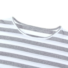 Top Striped Short-sleeve Lace Patchwork Loose Cotton O Neck T-shirt Women Casual Lace T-shirts 1STL ELY