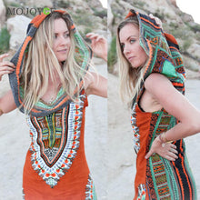 Traditional African Print Dashiki Women Dress Bodycon Sexy Sleeveless Slim Dress Hooded Vestido De Festa Dashiki for Women ELY
