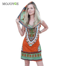 Traditional African Print Dashiki Women Dress Bodycon Sexy Sleeveless Slim Dress Hooded Vestido De Festa Dashiki for Women ELY