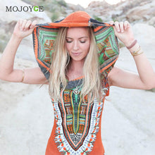 Traditional African Print Dashiki Women Dress Bodycon Sexy Sleeveless Slim Dress Hooded Vestido De Festa Dashiki for Women ELY